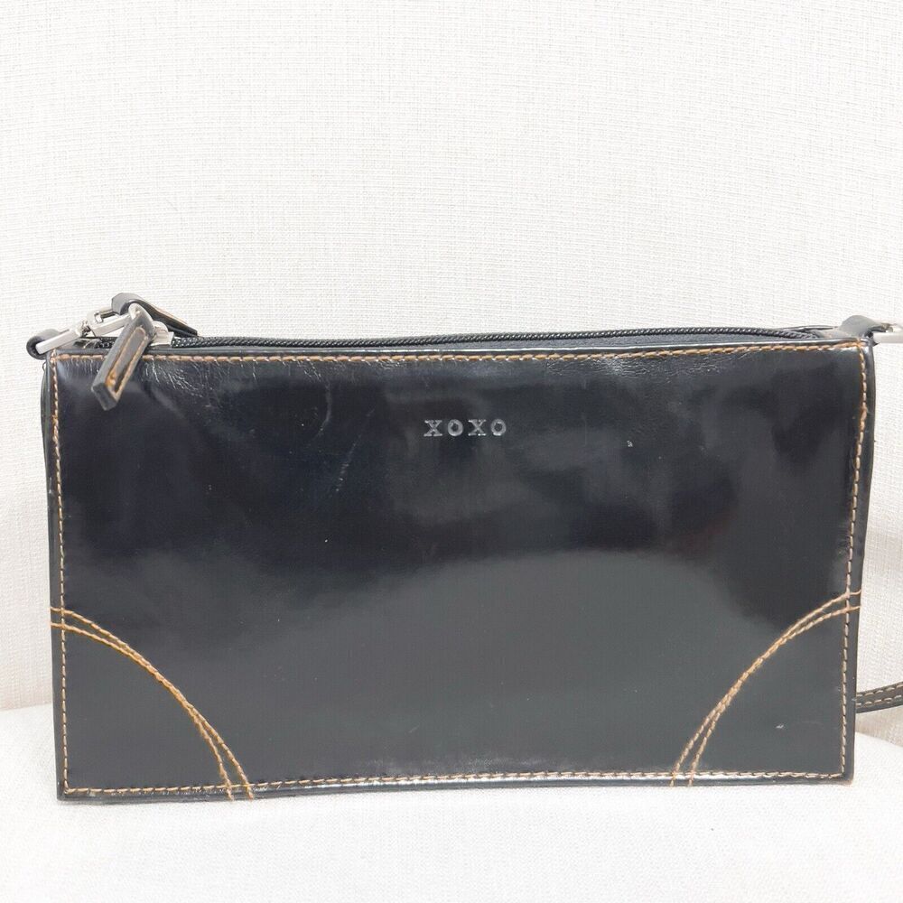 Y2K XOXO Faux Leather Mini Shoulder Bag Purse 2000s Vintage Black Small - Picture 5 of 7